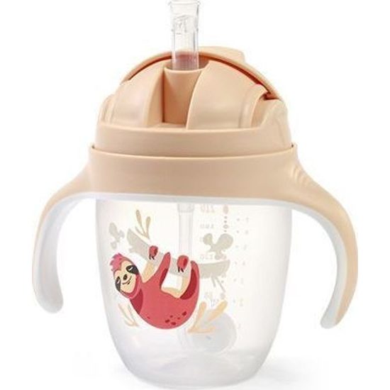 Dětský hrneček se zatíženým brčkem - béžový