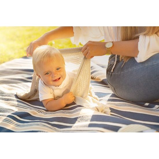 Sensillo Dětská pletená bambusová deka do kočárku 100x80 cm máta