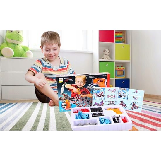 Konstrukční stavebnice s vrtačkou na baterie Junior Blocks 280 dílků
