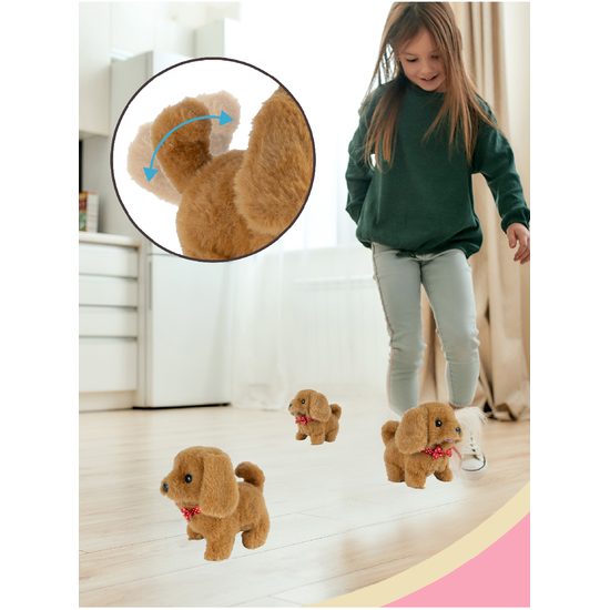 Štěkající plyšový pejsek s vodítkem Plush Pet