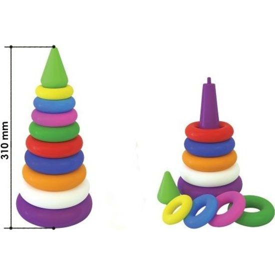 Skládanka pyramida s kroužky - mix 2 barvy