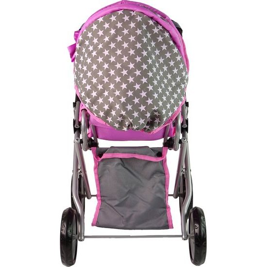 Kočárek pro panenky Alice 9346D kombinovaný šedo-růžový