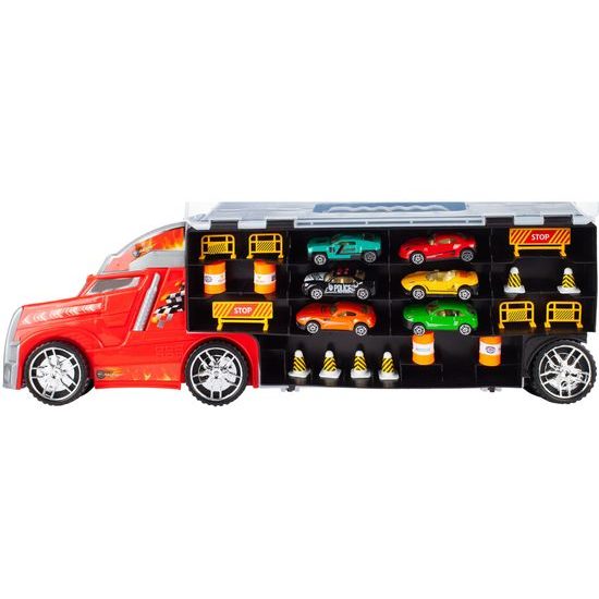 Nákladní auto se 6 autíčky, skluzavkou a podložkou Race Truck