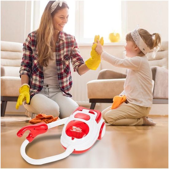 Dětský vysavač na baterie se světlem My Home červený