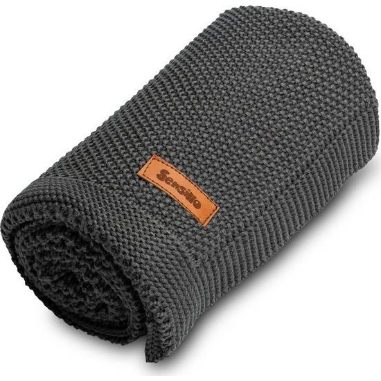 Sensillo dětská deka do kočárku pletená 100% bavlna grafitová