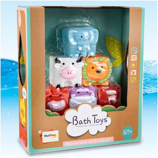 Senzorické kostky se zvířátky pro nejmenší Bath Toys 6 kusů