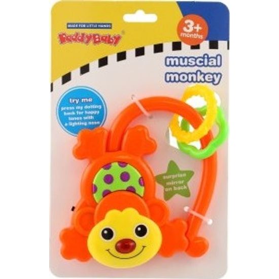 Chrastítko opička - na baterie, mix 2 barvy