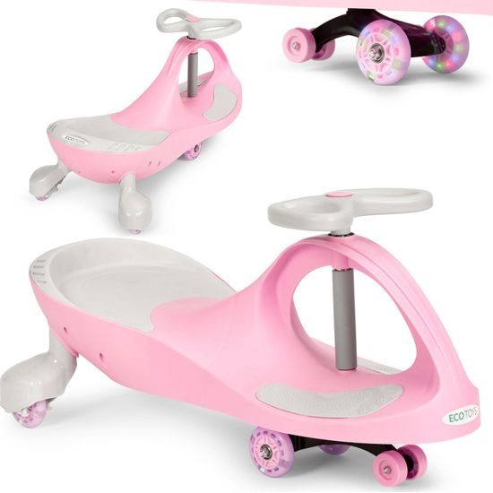Ecotoys gravitační odrážedlo se svítícími koly Spinner - růžové