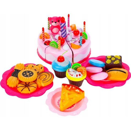 Ecotoys narozeninová sada Dort růžová 80 součástí