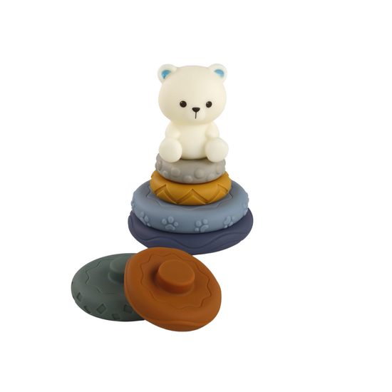 Vzdělávací sada pro batolata a měkké pyramidové kostky - medvídek