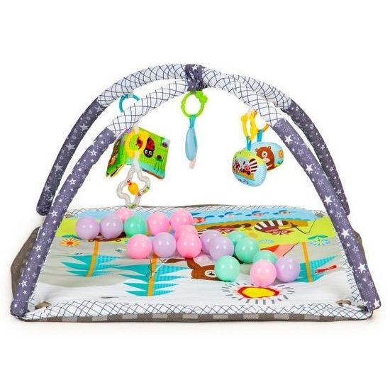 Ecotoys hrací deka 2v1 s 18 míčky Play Ball šedá