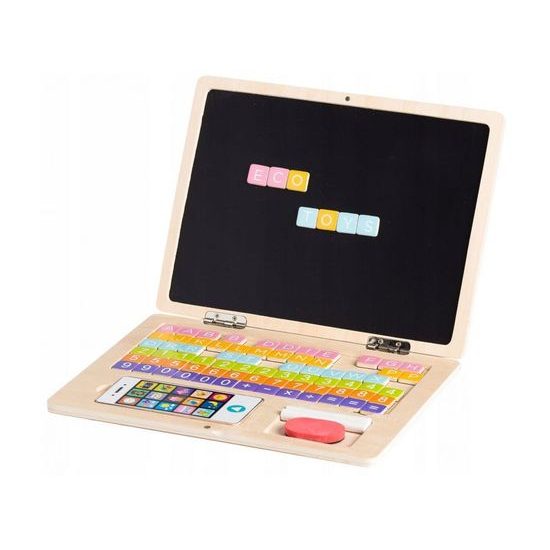 Ecotoys dřevěný notebook s magnetickým monitorem