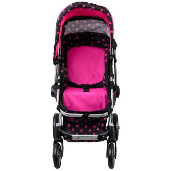 SMONTOVÁNO Kočárek pro panenky 4v1 kombinovaný Alice 4543 černo-růžový