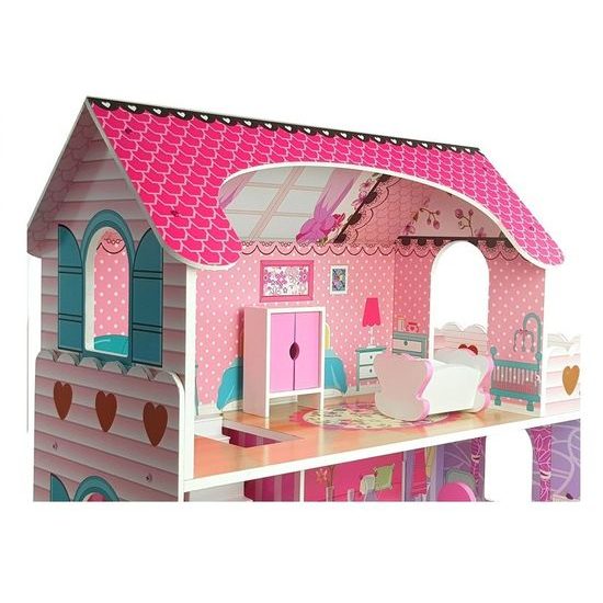 Majlo Toys dřevěný dvoupatrový domeček pro panenky Milena
