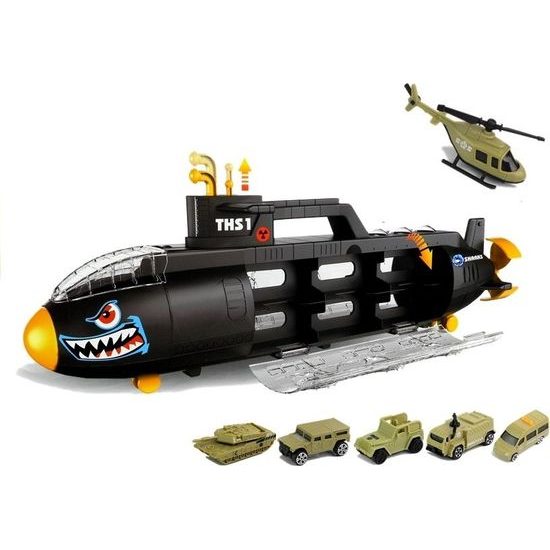 Ponorka s vojenskými autíčky a helikoptérou Army Submarine