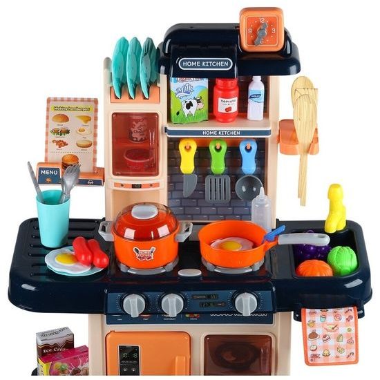 Dětská mini kuchyňka se zvuky a párou Little Chef- modrá