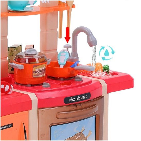 Velká dětská kuchyňka s tekoucí vodou, zvuky a světly Simulation Kitchen - růžová