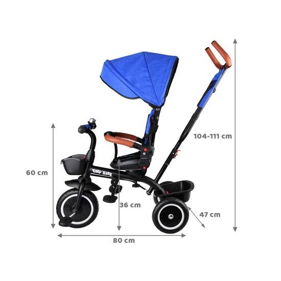 Dětská tříkolka Tiny Bike s otočným sedadlem 3v1 modrá