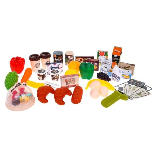 Dětský obchod Supermarket s nákupním vozíčkem - hnědý