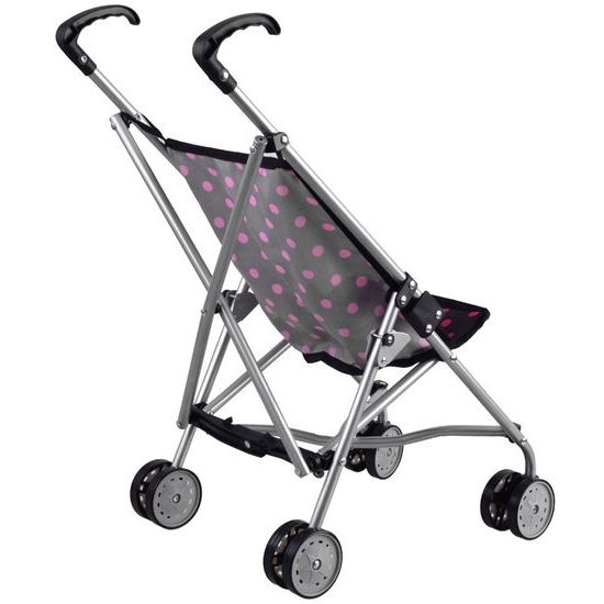 Golfový kočárek pro panenky Alice černý s puntíkama