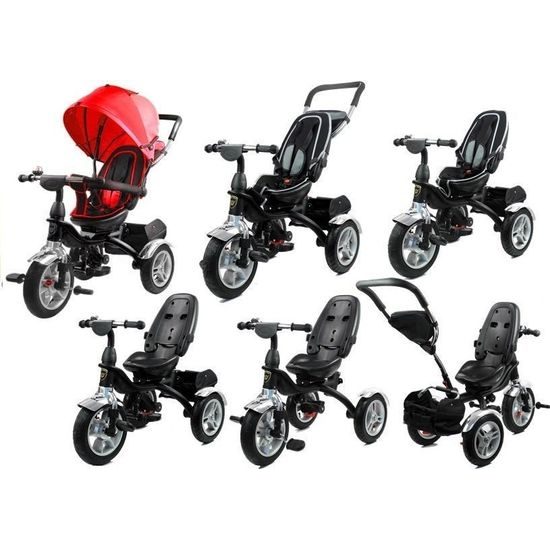 Majlo Toys multifunkční tříkolka s nafukovacími koly PRO500 červená