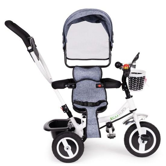 Ecotoys dětská tříkolka s otočným sedadlem šedá - gumová kola