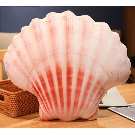 Plyšový polštář Mušle 50 x 40 cm, meruňková