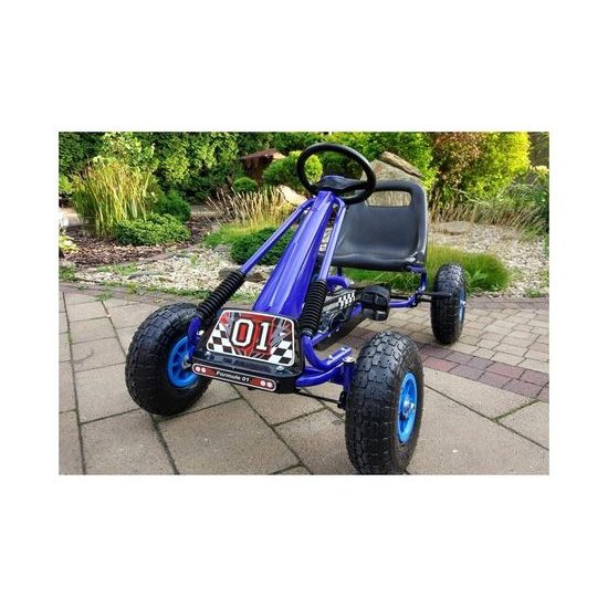 Dětská šlapací motokára s nafukovacími koly Formule 15 modrá