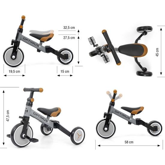 Dětská tříkolka 3v1 Milly Mally Optimus grey