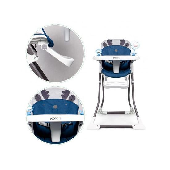 Ecotoys jídelní židlička 2v1 Sobík modrá