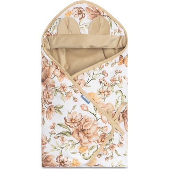 Sametová zavinovačka do autosedačky béžové květy