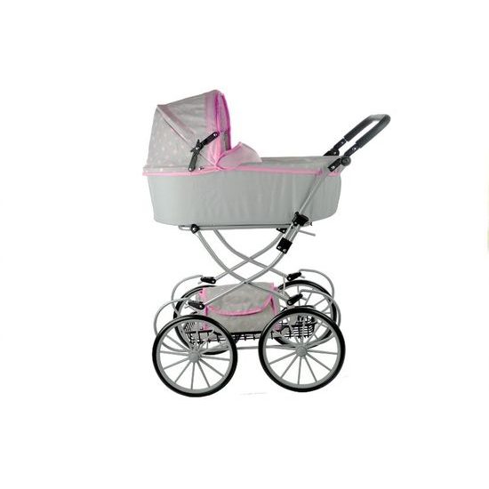 Kočárek pro panenky Alice Retro béžovo-růžový
