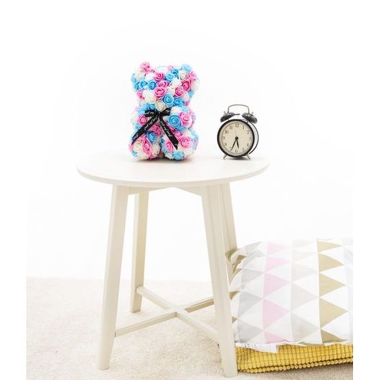 Medvídek z růží červený s bílým srdcem Rose Bear 25 cm