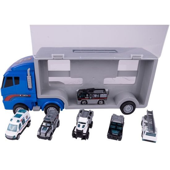 Nákladní auto se 6 kovovými autíčky a skluzavkou Carrier Truck