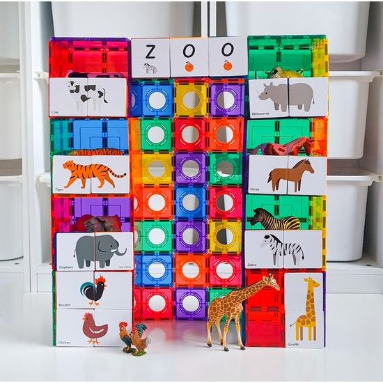 Learn & grow toys Magnetické doplňkové dlaždice ZVÍŘATA DUO PUZZLE (40kusů)