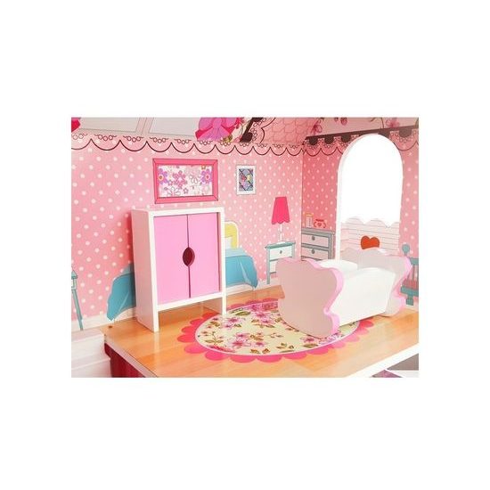 Majlo Toys dřevěný dvoupatrový domeček pro panenky Milena