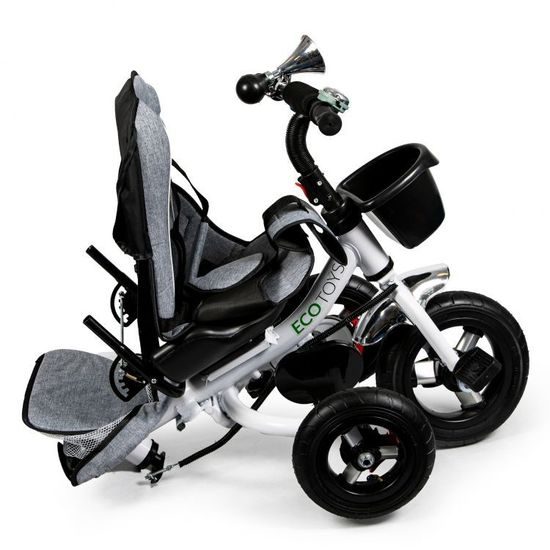 Ecotoys dětská tříkolka s otočným sedadlem a nafukovacími koly Rotage šedá