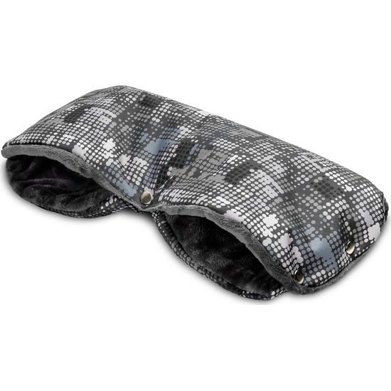 Rukávník na kočárek tečky grafitový