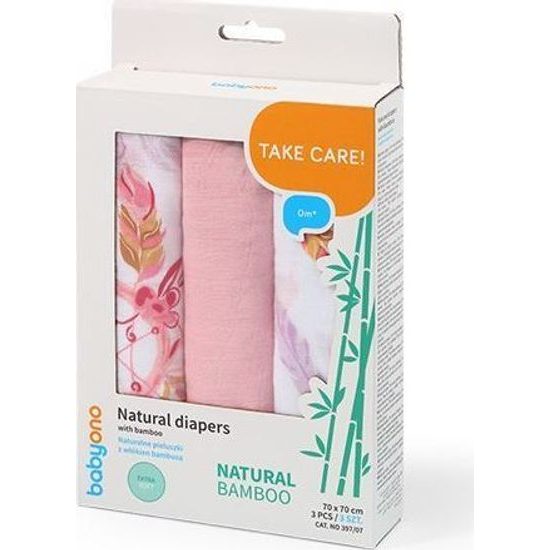 Bambusové plenky 3ks růžová