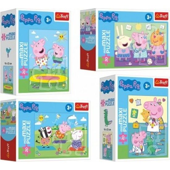 Minipuzzle mini - Maxi 20 dílků Prasátko Peppa/Peppa Pig - mix 4 druhy