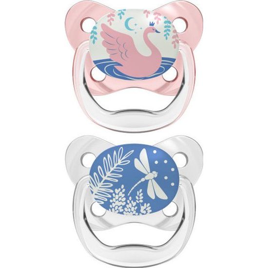 Dr Brown's Ortodontický dudlík Prevent svítící, 2ks, 0-6m, růžový