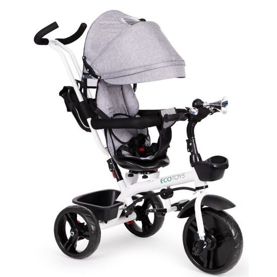 Ecotoys dětská tříkolka s otočným sedadlem S-Trike šedá