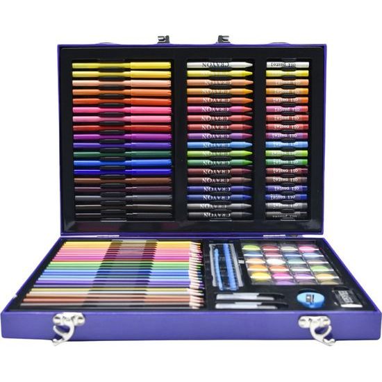 Umělecká sada v kufru s kosmonautem 128 kusů modrá