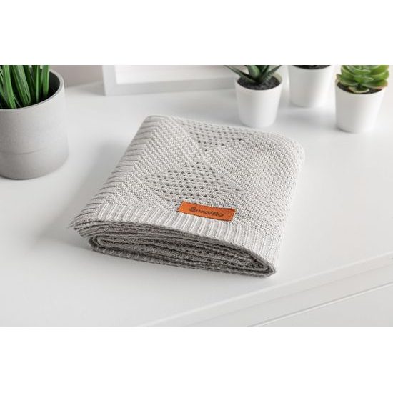 Sensillo Dětská pletená bambusová deka do kočárku 100x80 cm šedá