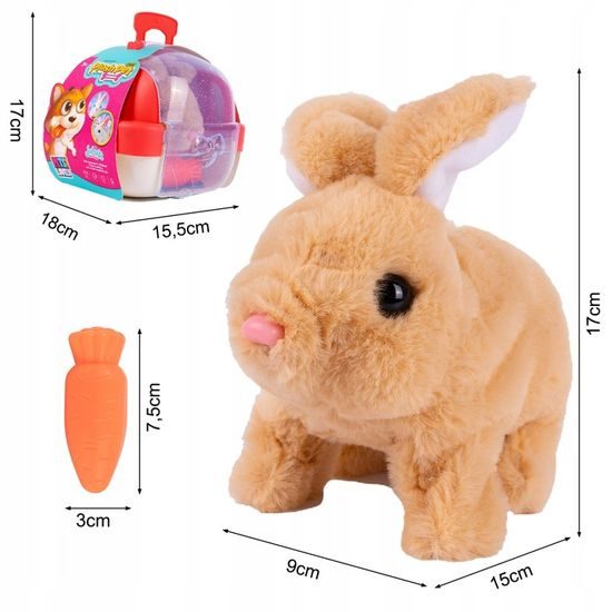 Interaktivní plyšový králíček v přepravce Plush Pet - hnědý