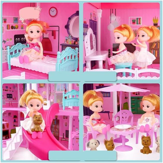 XXL domeček pro panenky Luxury Villa s příslušenstvím + 2 panenky