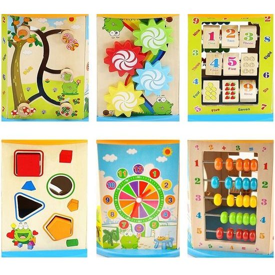 Dřevěná edukační kostka s labyrintem Activity Cube 8v1