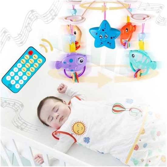 Kolotoč nad postieľku s projektorom a diaľkovým ovládaním Vodná Krajina - ružový