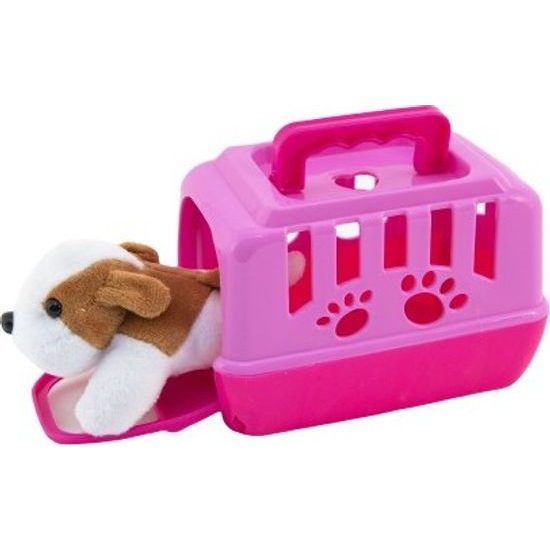 Plyšový pejsek v přenosném boxu - mix barev
