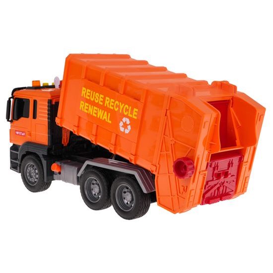 Popelářské auto pro děti se světly a zvuky Garbage Truck - oranžové